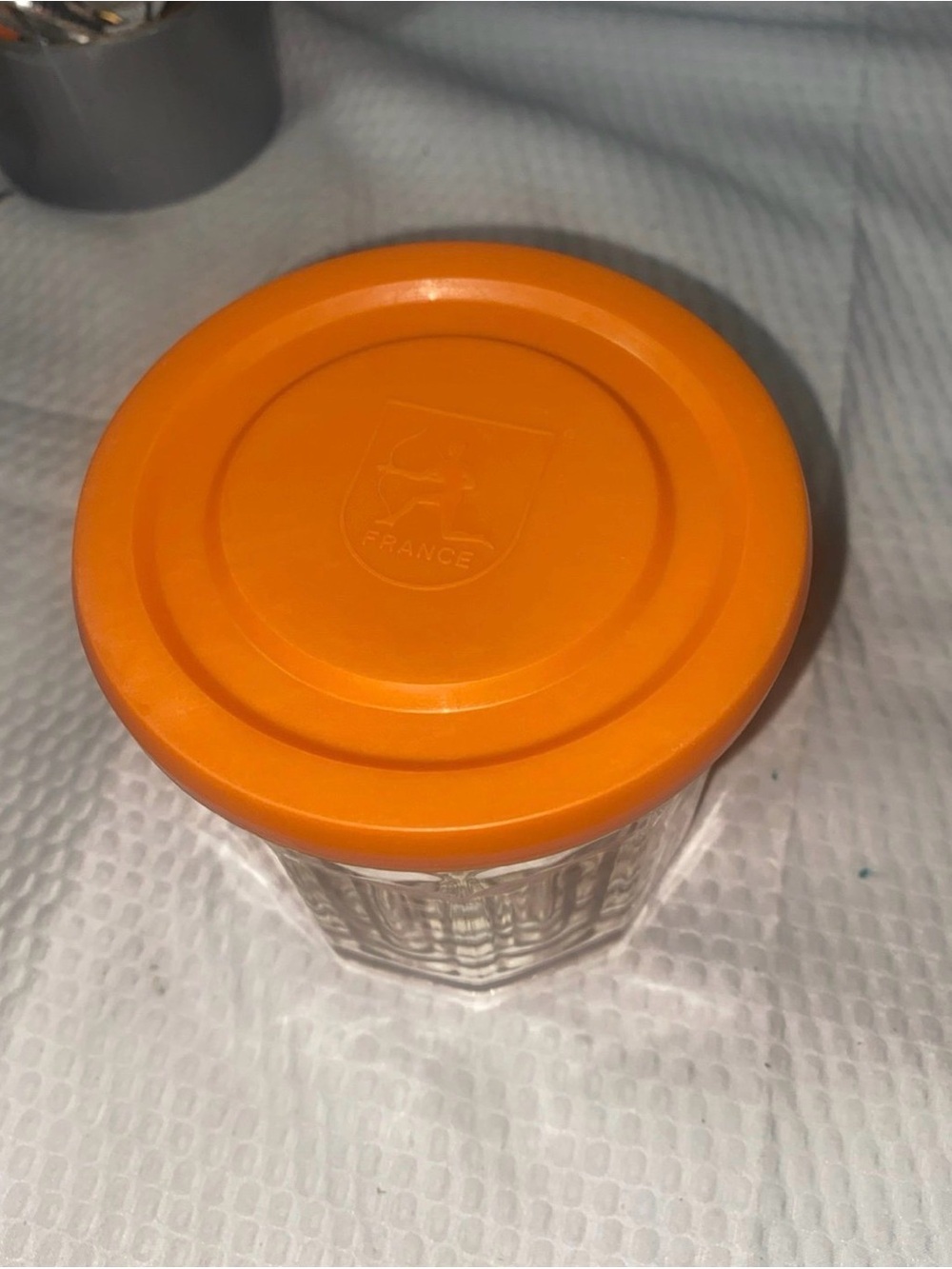 Vintage Luminarc France 500 ml Jam Jar Glass Containers w/ Orange Lid New - Picture 3 of 3